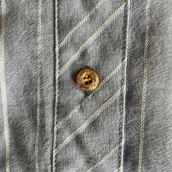 Caleoos Flowy Pinstripe Button-Up Tunic with Embroidered Flowers - Picture 6 of 10